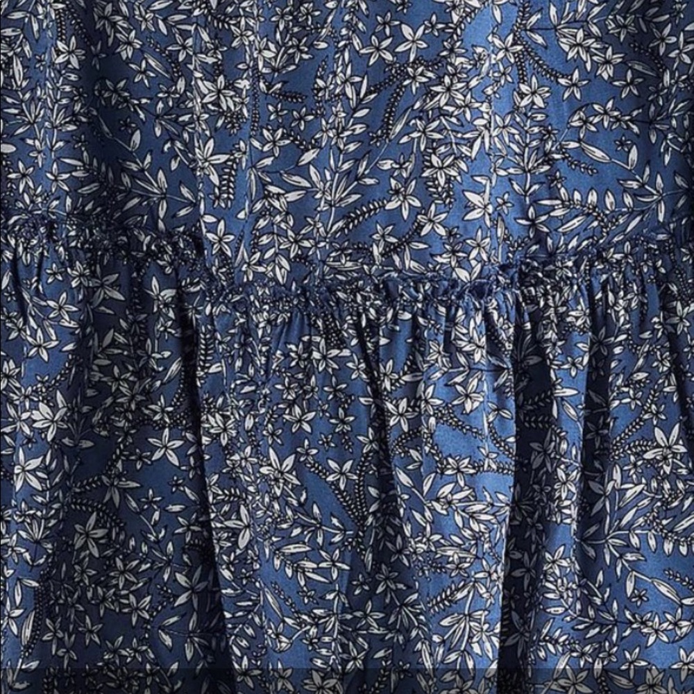 Light Blue Floral Flute-Sleeve Peasant Dress - Picture 5 of 13